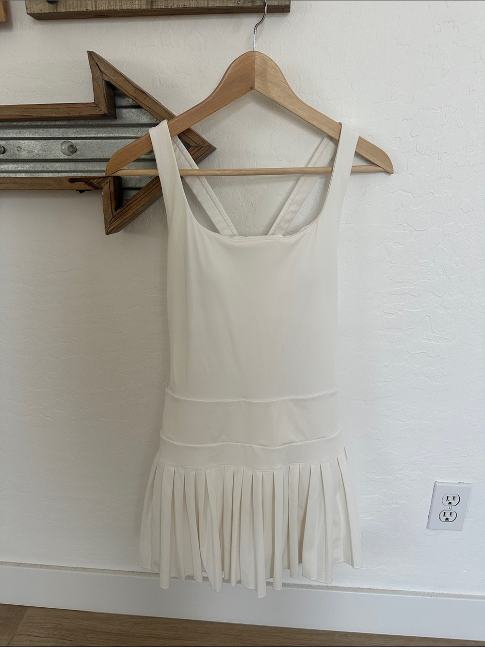 Cream Pleated Hem Slip Dress - Sleeveless